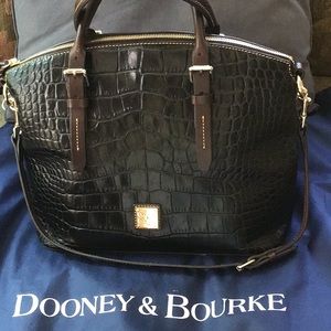 Espresso brown, croco embossed leather, satchel